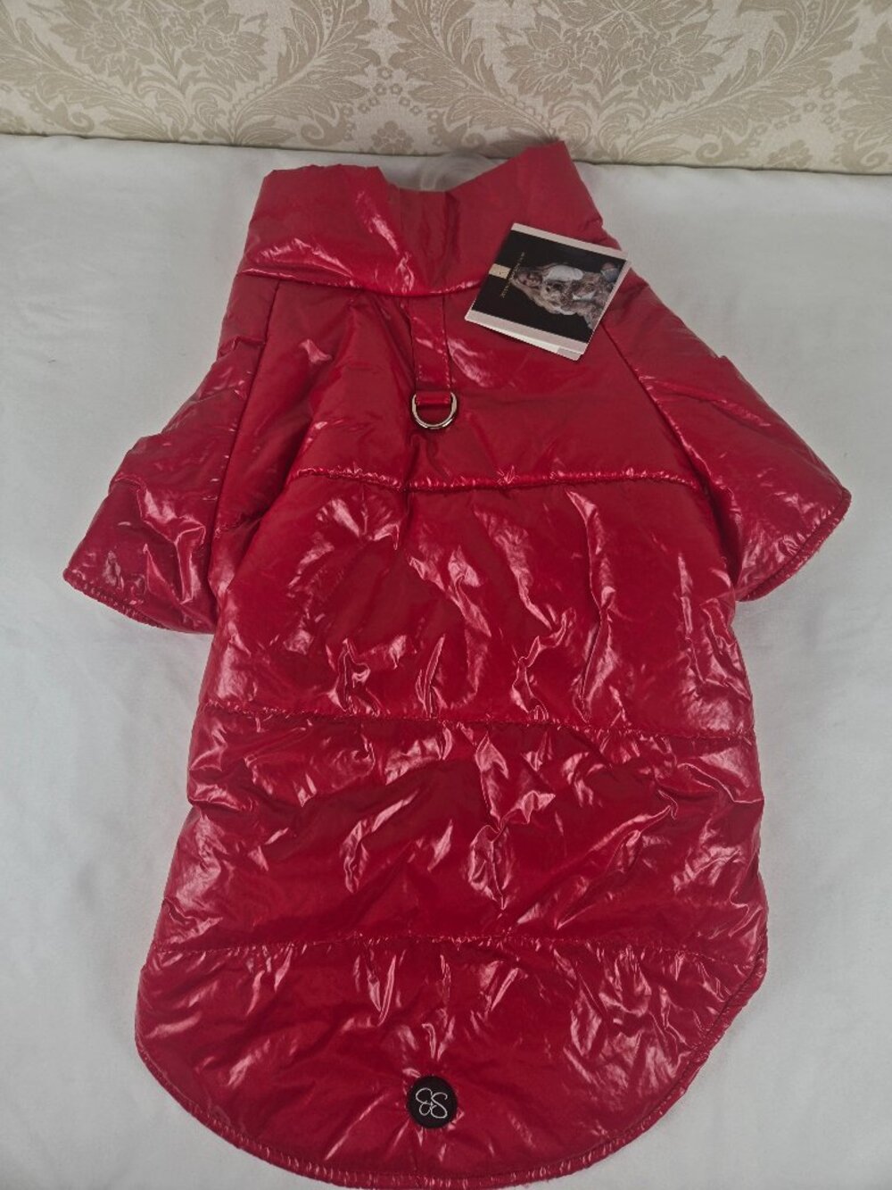 Jessica Simpson Size XL Red Puffer Dog Jacket Snap Closure D-Ring Leash Att NWT